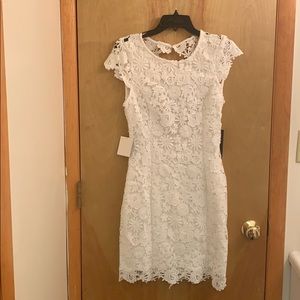 Lulu’s white lace open back dress